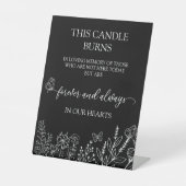 Meadow Flowers Wedding Memorial Deze kaars brandt Reclamebord Met Voetstuk (Voorkant)