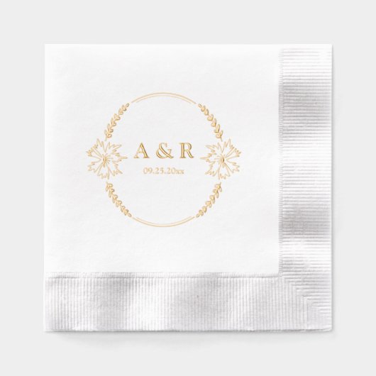 Meadow Flowers Wedding Monogram Folie Servetten (Voorkant)