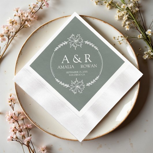 Meadow Flowers Wedding Monogram Namen Servet