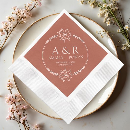 Meadow Flowers Wedding Monogram Namen Servet