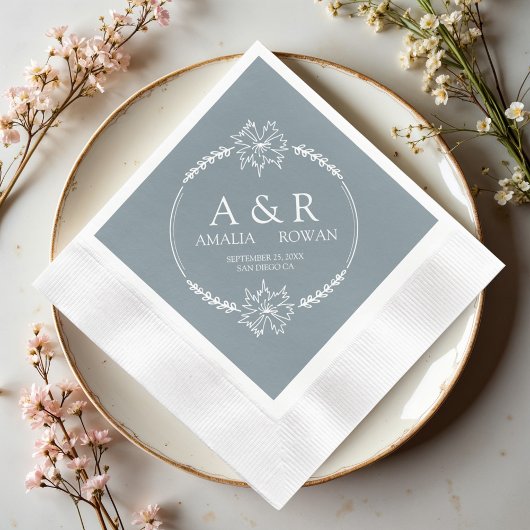 Meadow Flowers Wedding Monogram Namen Servet