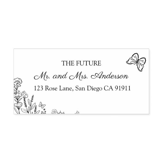 Meadow Flowers Wedding Retouradres Zelfinktende Stempel (Design)