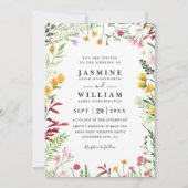 Meadow Flowers Wildflowers Rustic QR Code Wedding Kaart (Voorkant)