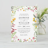 Meadow Flowers Wildflowers Rustic QR Code Wedding Kaart (Staand voorkant)