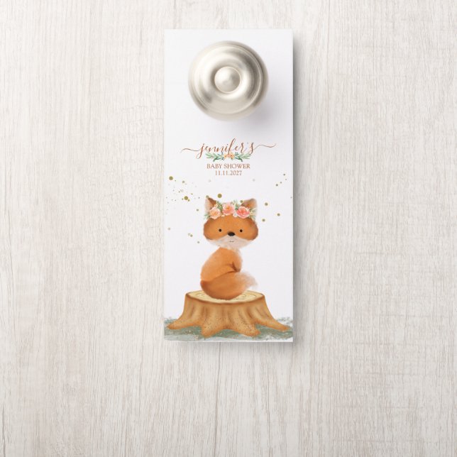 Meadow Fox Baby Shower Deurhanger (Op knop)