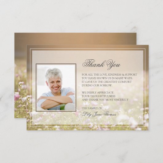 Meadow Funeral Hartelijk dank | Memorial Hartelijk Bedankkaart (Voorkant / Achterkant)