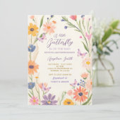 Meadow Garden Wildflower Butterflies Baby shower Kaart (Staand voorkant)
