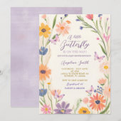 Meadow Garden Wildflower Butterflies Baby shower Kaart (Voorkant / Achterkant)