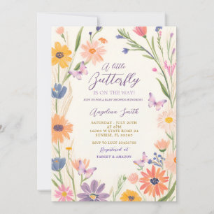 Meadow Garden Wildflower Butterflies Baby shower Kaart