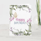 Meadow Gold Glitter Butterfly Birthday Kaart (Voorkant)