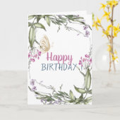 Meadow Gold Glitter Butterfly Birthday Kaart (Gele Bloem)