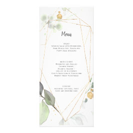 Meadow Green en Gold Botanical Geometric Wedding Reclamekaart