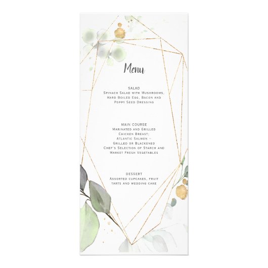 Meadow Green en Gold Botanical Geometric Wedding Reclamekaart (Voorkant)