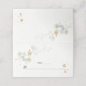 Meadow Green en Gold Botanical Place Cards Plaatskaartje (Buitenkant ongevouwen)