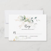 Meadow Green en Gold Botanicals RSVP Kaartje (Voorkant)