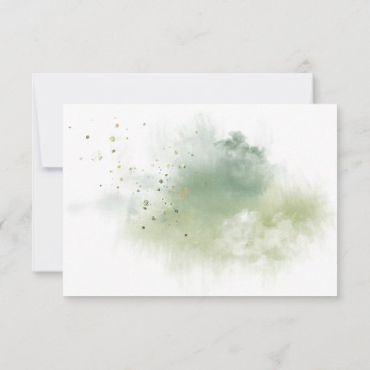 Meadow Green en Gold Botanicals RSVP Kaartje (Achterkant)