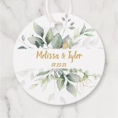 Meadow Green en Gold Botanische bruiloft | Bedankjes Labels (Achterkant)
