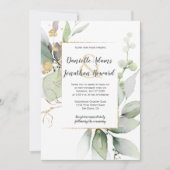 Meadow Green en Gold Leaves Geometric Wedding Inv Kaart (Voorkant)