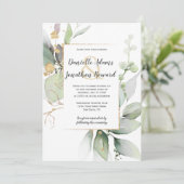 Meadow Green en Gold Leaves Geometric Wedding Inv Kaart (Staand voorkant)