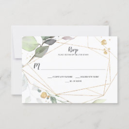 Meadow Green en Gold Leaves Geometrische RSVP