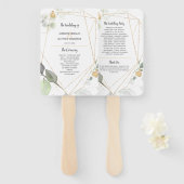 Meadow Groen en Goud Botanisch Lijst Bruiloft Handwaaier (Voorkant en achterkant)