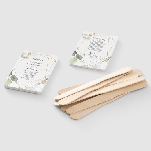 Meadow Groen en Goud Botanisch Lijst Bruiloft Handwaaier (Niet-gemonteerd)