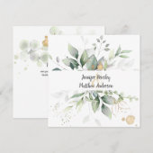 Meadow Groen Goud Ingelijste Bladeren Bruiloft Kaart (Voorkant / Achterkant)