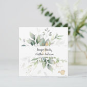 Meadow Groen Goud Ingelijste Bladeren Bruiloft Kaart (Staand voorkant)