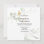 Meadow Groen Goud Ingelijste Bladeren Bruiloft Kaart (Achterkant)