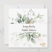 Meadow Groen Goud Ingelijste Bladeren Bruiloft Kaart (Voorkant)