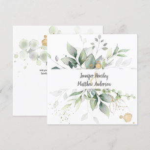 Meadow Groen Goud Ingelijste Bladeren Bruiloft Kaart