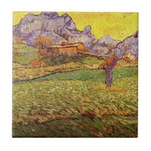 Meadow in bergen door Vincent van Gogh Tegeltje