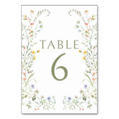 Meadow Kleurrijke Bloemen Bruiloft Tafelnummers (Voorkant)