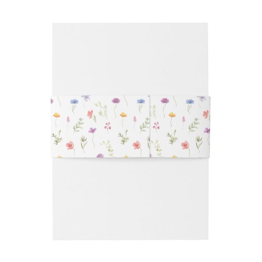 Meadow kleurrijke bloemenrustieke bruiloft buik ba uitnodigingen wikkel (Achterkant Voorbeeld)