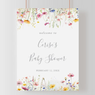 Meadow Kleurrijke Wildflower Baby shower Welkom Poster