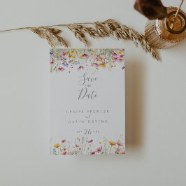 Meadow Kleurrijke Wildflower Bewaar de datum Briefkaart