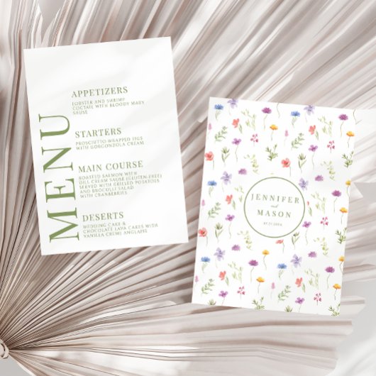 Meadow kleurrijke wildflower boho bruiloft menu ka