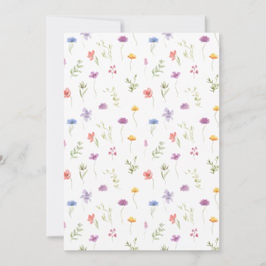 Meadow kleurrijke wildflower boho bruiloft uitnodi kaart (Achterkant)