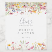 Meadow Kleurrijke Wildflower Cheers Wedding Wijn Etiket (Enkel label)