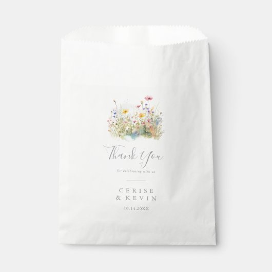 Meadow Kleurrijke Wildflower Dank u bruiloft Bedankzakje (Voorkant)