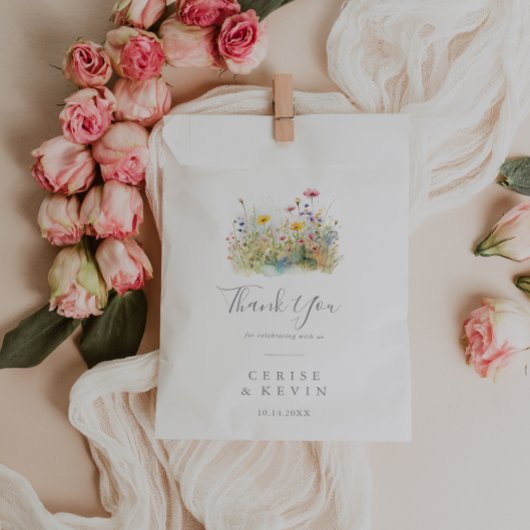 Meadow Kleurrijke Wildflower Dank u bruiloft Bedankzakje