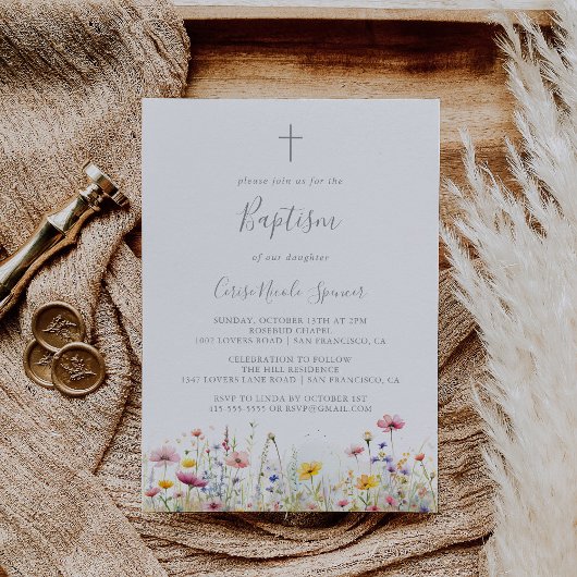 Meadow Kleurrijke Wildflower doop Kaart