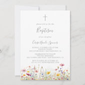 Meadow Kleurrijke Wildflower doop Kaart (Voorkant)