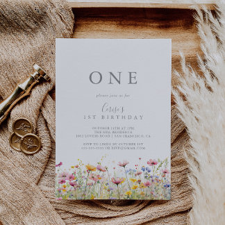 Meadow Kleurrijke Wildflower Eerste Verjaardag Par Kaart