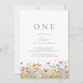 Meadow Kleurrijke Wildflower Eerste Verjaardag Par Kaart (Voorkant)