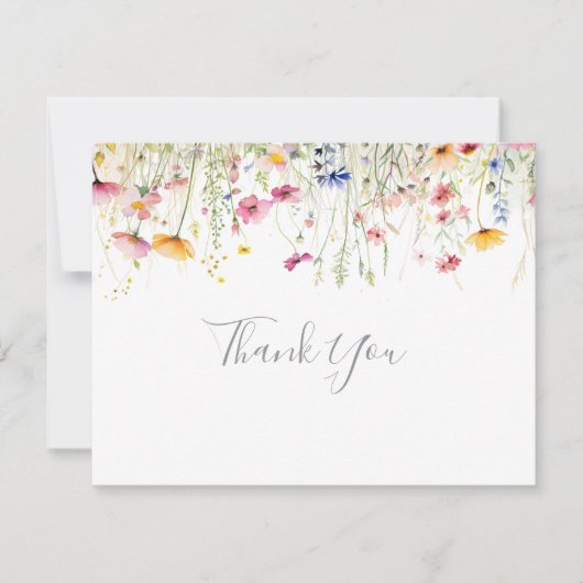 Meadow Kleurrijke Wildflower Flat Wedding Bedankkaart (Voorkant)