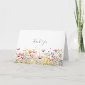 Meadow Kleurrijke Wildflower Gevouwen bruiloft Bedankkaart (Voorkant)