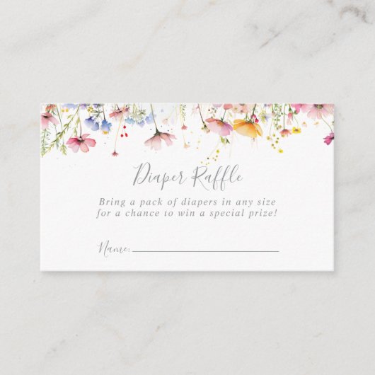 Meadow Kleurrijke Wildflower Luier Raffle Ticket Informatiekaartje (Voorkant)