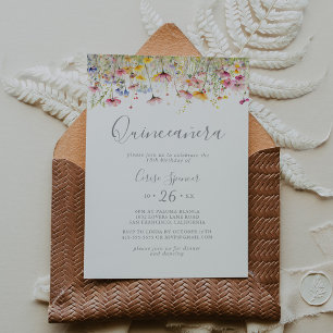 Meadow Kleurrijke Wildflower Quinceañera Kaart