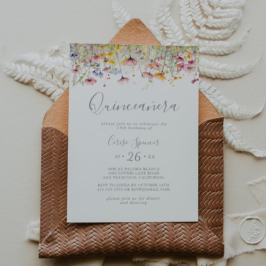 Meadow Kleurrijke Wildflower Quinceañera Kaart